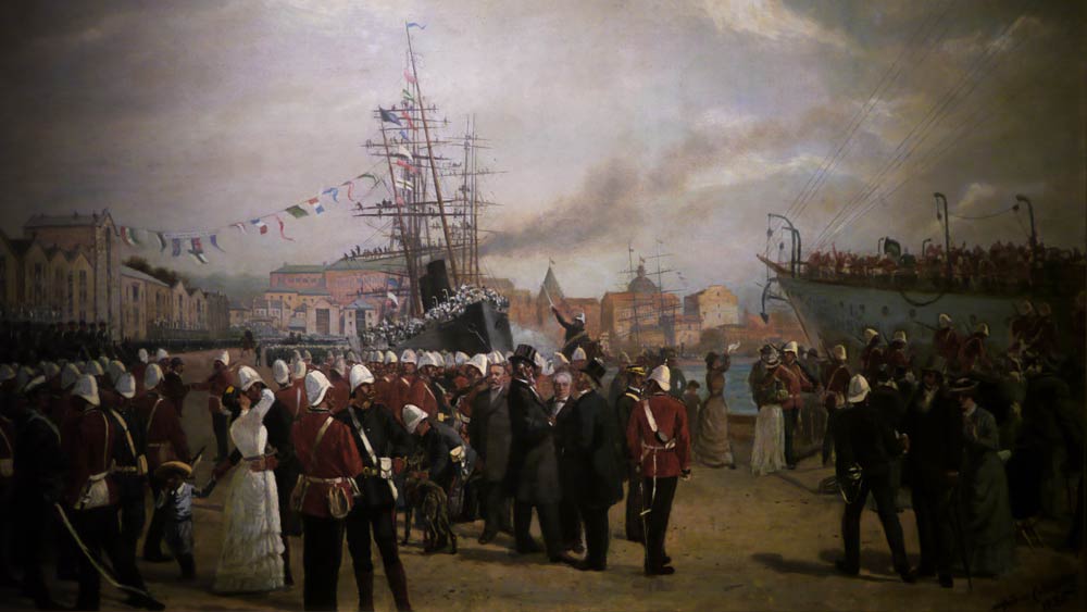 P1050990.jpg - The departure of Australian contingent to Sudan from Circular Quay, Sydney in March 1885. Arthur Collingridge.