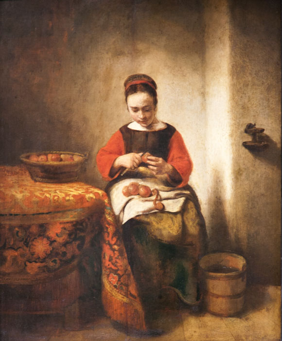 P1130922-1.JPG - Young girl peeling apples. Nicolaes Maes. ca1655.